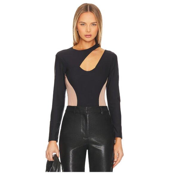 Hanky Panky Tease Bodysuit w/ Cut Outs in Black & Nude S - Picture 1 of 5